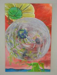 "The Weight of The World In My Little Bubble" Oil on canvas.