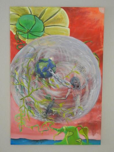"The Weight of The World In My Little Bubble" Oil on canvas.
